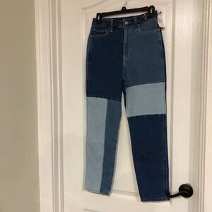 Hollister‎ Ultra High-Rise Mom Jeans Blue Patchwork Vintage Stretch W25 L27 1R
